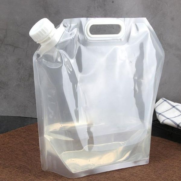 

transparent plastic portable water bag folding water bag travel durable carrier container camping hiking bbq