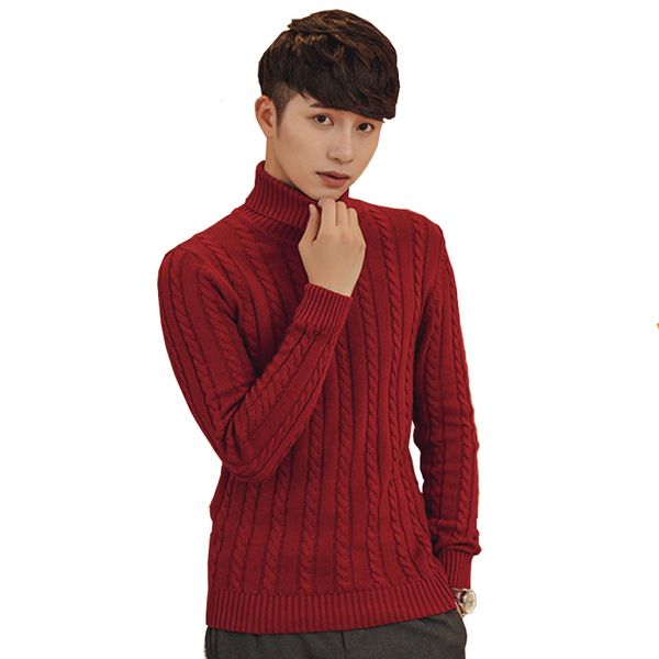 

мужчины свитер вязаный пуловер 17641 зимний свитер мужской высокая черепаха шеи 100% хлопок мужские пальто черный синий красный серый, White;black