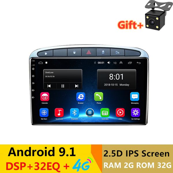 

9" 2.5d ips android 9.1 car dvd multimedia player gps for 308 408 308sw 2007-09-2010-14 radio dsp 32eq stereo navigation