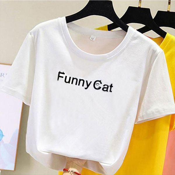 

2020 student women's short-sleeved t- women's loose slim versatile t- shirt base shirt student top, White