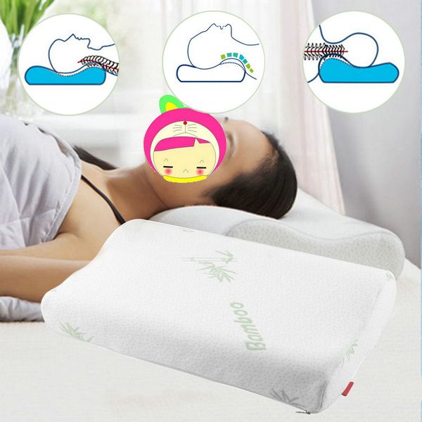 

help sleep bamboo fiber pillow slow rebound memory foam pillow orthopedic neck cervical health care for home travel gift hot