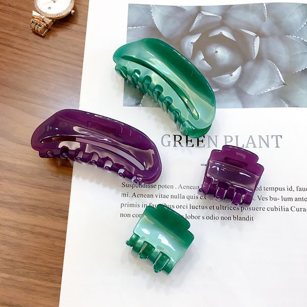 

5pcs/lot two size 3.7-9cm large small acetate hair claws catch clips for women girls bath make up hair crab clamps accessories, Slivery;golden