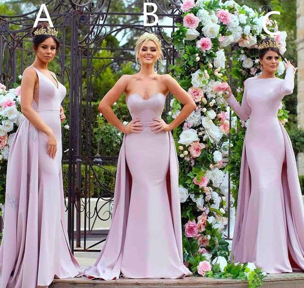 

new light purple bridesmaid dresses with train custom made satin mermaid prom dress party gowns appliqued elegant evening gown, White;pink