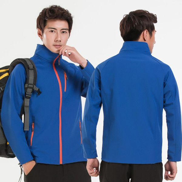 

outdoor sports soft shell clothing windproof waterproof spring and autumn winter sports collar collar warm jacket men and women, Blue;black