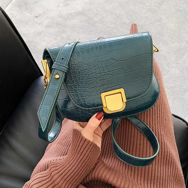 

pu leather diagonal bag female fashion 2020 female crocodile pattern solid color shoulder bag fashion messenger
