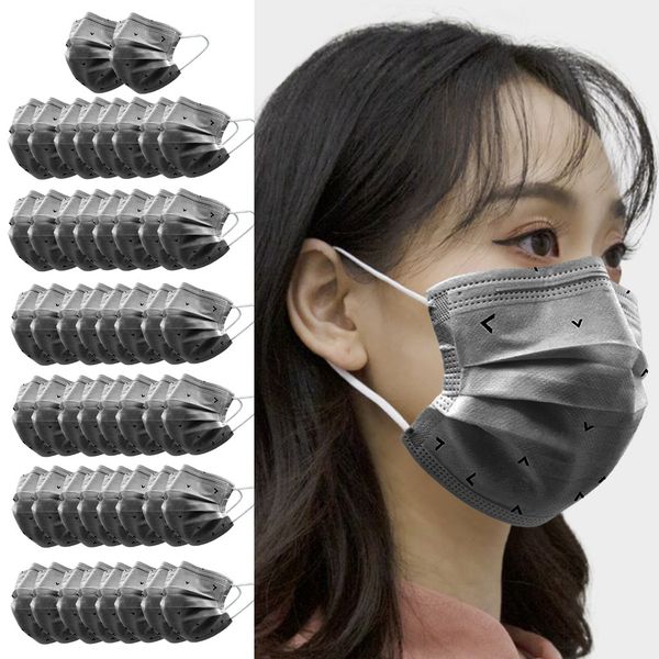 

50 pieces adults disposable anti-haze face mouth mask dustproof gray