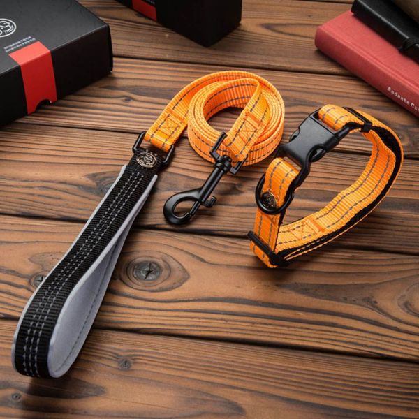 

solid color pet nylon leash collar necklace adjustbale with seatbelt buckle for outdoor walking dog accessories