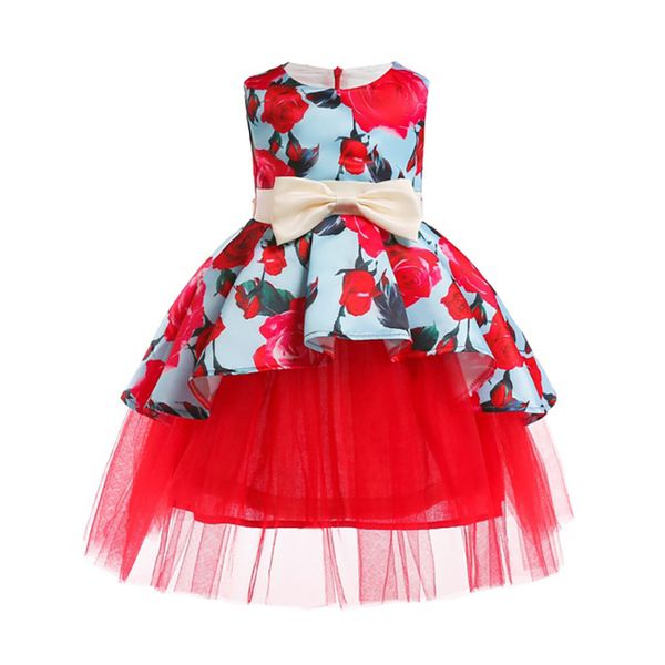 

sell 2019 summer girl dress princess wedding dress girl embroidered applique birthday dresses kids christmas party dresses, Red;yellow