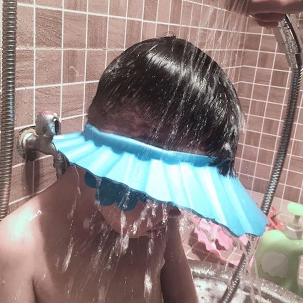 

adjustable baby shower shampoo cap kids bath hat children waterproof cap safety baby hair shower cap protect eyes hair