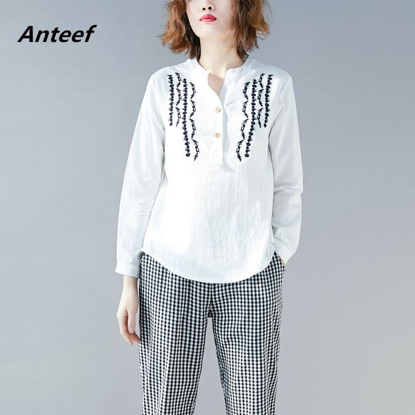 

long sleeve cotton vintage plus size casual loose tee t shirt women t-shirt camiseta mujer tshirt 2019 streetwear clothes, White