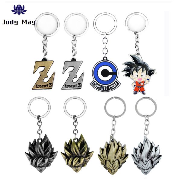 

10 types anime jewelry ball keychain z son goku saiyan 3d metal figure toy pendant key ring accessories car key holder, Silver