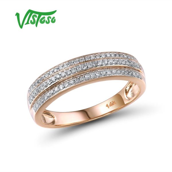 

vistoso gold rings for women genuine 14k 585 rose gold ring sparkling diamond promise engagement rings anniversary fine jewelry, Golden;silver