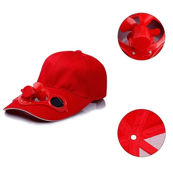 

outdoor sports hat with solar sun power cool fan summer cycling snapback fishing cap fashion wide brim baseball accessories e, Black