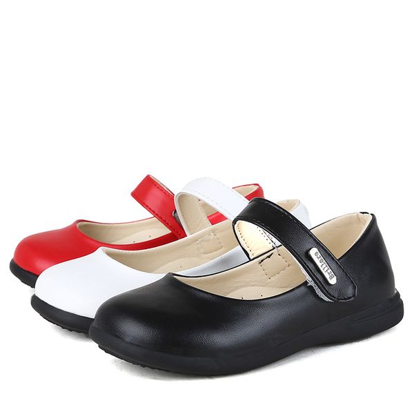 

1 2 3 4 6 8 10 12 years 2018 spring autumn new fashion kids princesses single shoes white school girls leanther shoes 25, Black;grey