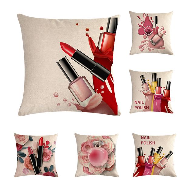 

45x45cm fashion nail polish cushion cover pillowcases home decor linen sofa car seat vase throw pillow cushion cover funda cojin