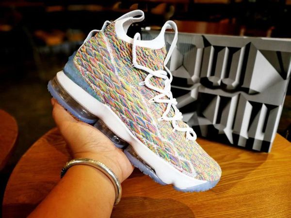 

(With Box)Free Shipping 15 Fruity Pebbles Basketball Shoes Men White Multi-color Sneakers
