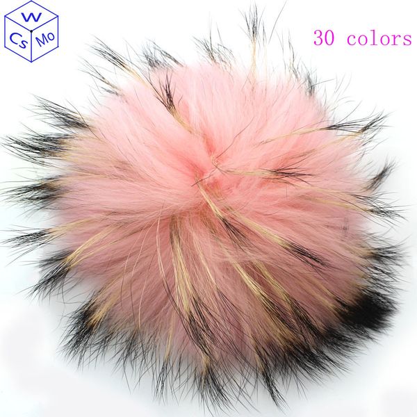 

15-16cm round fluffy real raccoon fur pompoms for handbags keychains and knitted beanie cap hats genuine fur pompon pom pom