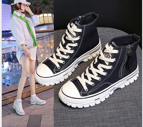 

autumn new korean version, wild, white shoes, casual shoes, Black