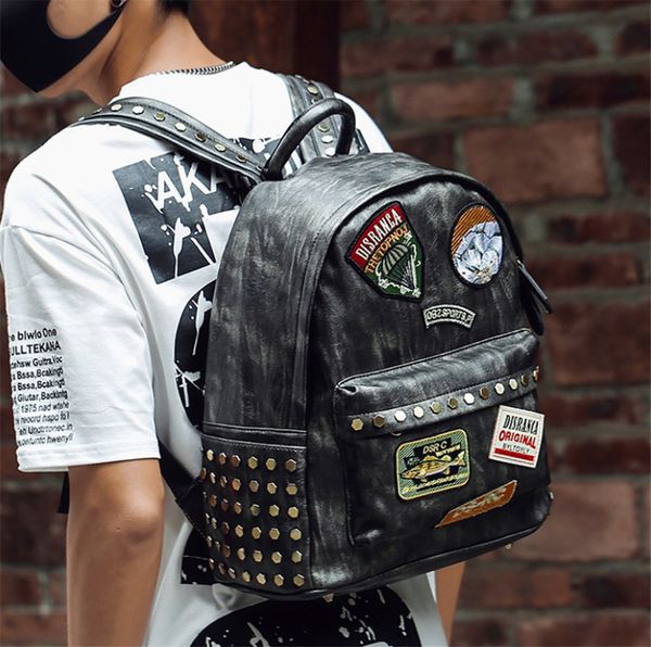 

2020 designer backpack men rivet applique simple handsome school bags backpacks new ph-cfy20051119