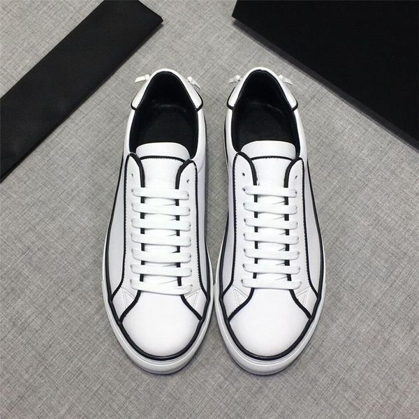 

new arrival men luxury designer trainer shoes genuine leather designer casual shoes black and white men shoes b1005 l14