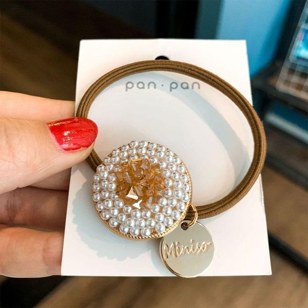 

women girl headband rubber bands yfashion hair bands headwear advanced diamond dual round high strength hair rope, Brown