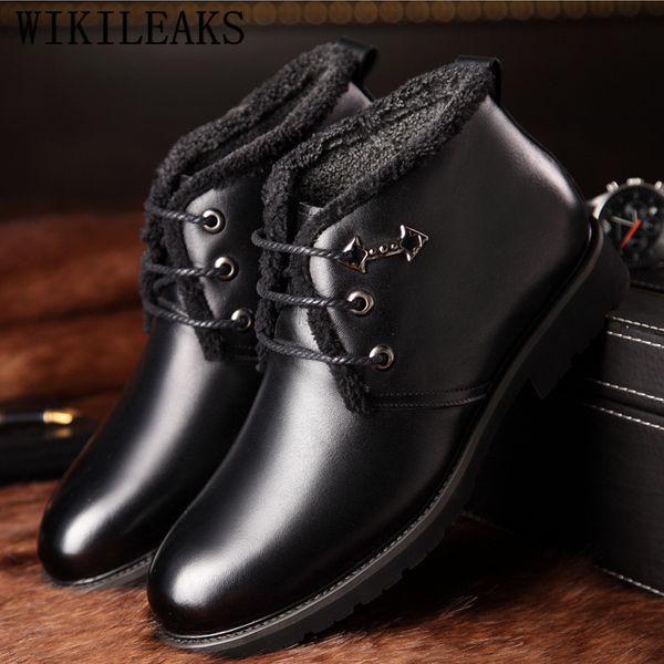 

designer winter shoes men snow boots men ankle boots dad shoes botas hombre bota masculina bottine homme cuir, Black