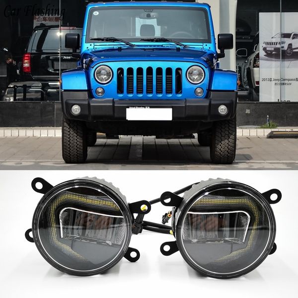 

3-in-1 functions auto led for wrangler 2008 - 2015 2016 drl daytime running light car projector fog lamp with yellow signal