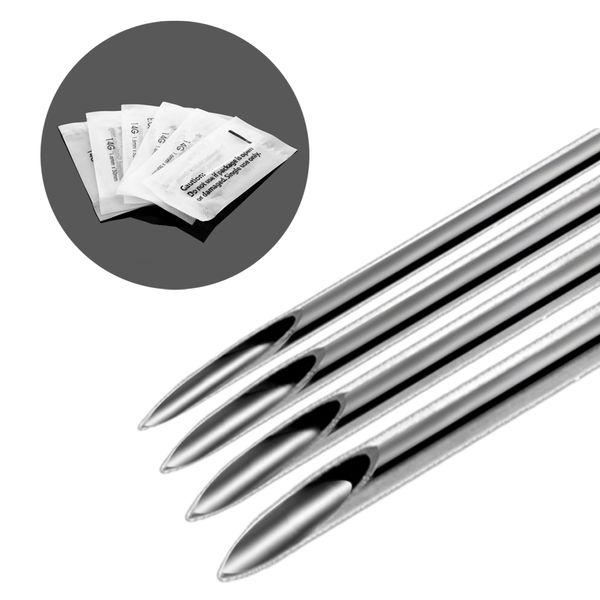 

10pcs/lot steel needle piercing tattoo needles lot nose lip ear navel sterile needle tools 14g 16g 18g 20g body jewelry pieacing, Slivery;golden
