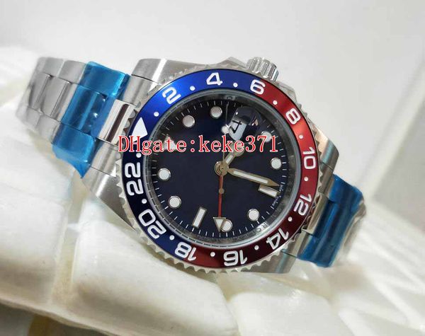 

fashion elling wristwatches 40mm gmt ii basel world blue dial 116719 116719blro pepsi bezel asia 2813 movement automatic mens watches, Slivery;brown