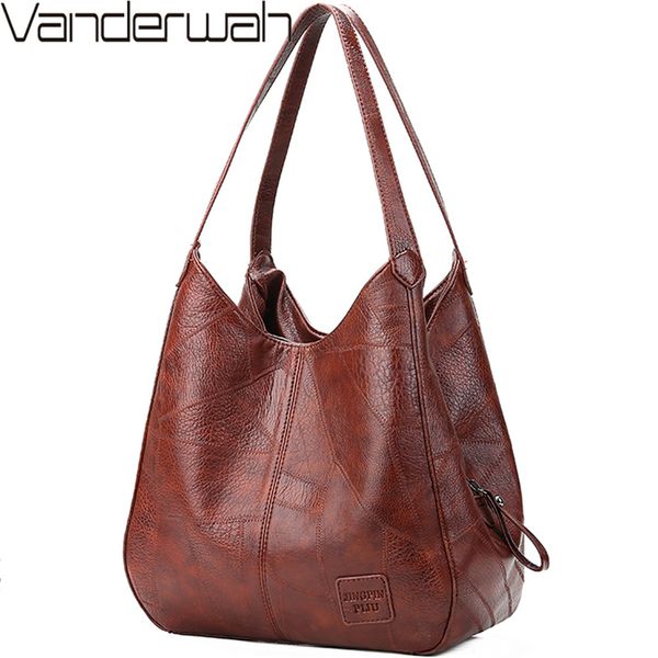 

2019 new vintage leather luxury handbags designer famous brand large capacity tote bags for women sac t200102