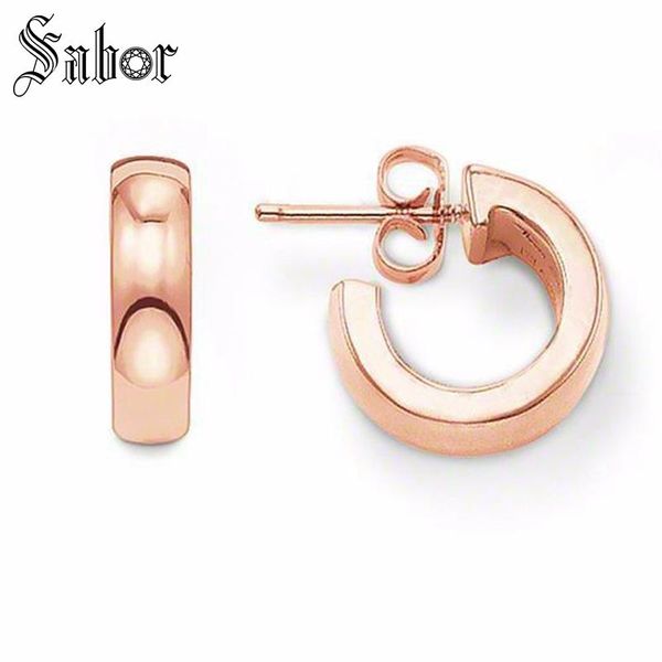

rose gold color creole hoop earring 2019 new party fashion jewelry geometric 925 sterling silver gift for women, Golden