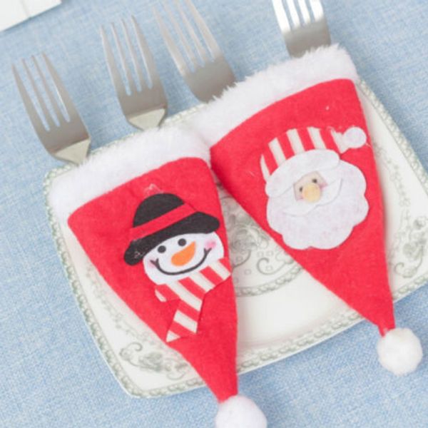 

new xmas snowman cutlery tableware holder fork spoon knife bag cover decor ca
