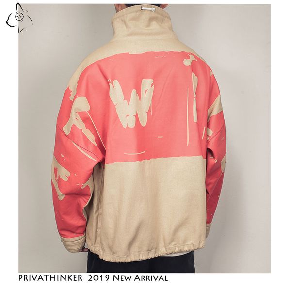 

2019 men woman autumn hip hop jackets 2019 mens loose harajuku jackets male turtleneck print streetwear oversize, Black;brown