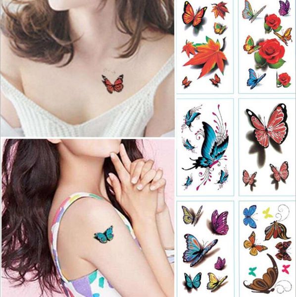 

1000pcs/lot cartoon 3d bowknot tattoos stickers simulation flowers water-proof temporary tattoos & body art ha1772