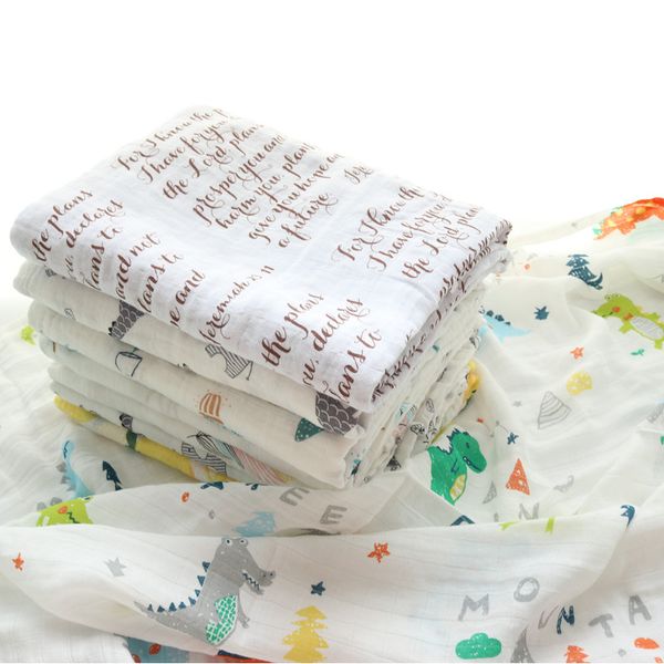 

newborn baby muslin blanket infant cartoon print swaddles envelops wrap blankets for baby cotton bath towel bedding blankets