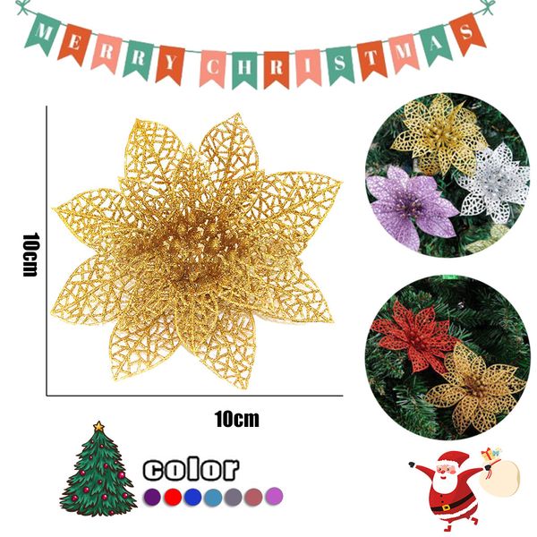 

15pcs/set christmas flowers trees xmas decor glitter wed birthday party 10cm household new arrivals selling dropshipping