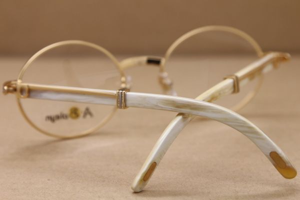 

wholesale-round 7550178 white buffalo horn eyeglasses computer glasses frame size:55-22-135mm, Silver
