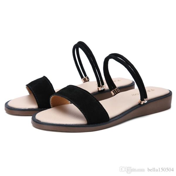 

designer sandals summer girs shoes fashion womens flat sandals concise solid flip flops ladies casual roman summer beach slippers, Black