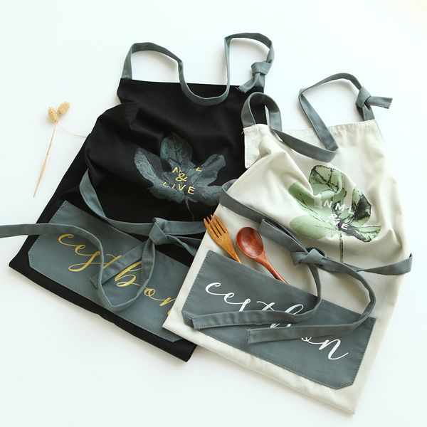 

japanese-style cotton kitchen anti-fouling apron nordic cooking cleaning korean fashion waist men and women overalls
