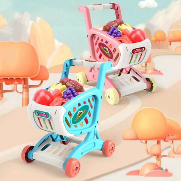

mini kids shopping cart set toys cuttable fruit vegetable gift for boys girls
