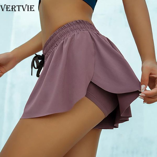 

yoga shorts breathable purple running cycling biker shorts women 2 in 1 marathon quick dry gym loose sport, White;red