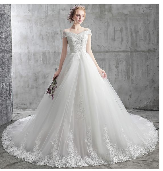 

backless beach wedding dresses fashion shoulder white backless bandage a font large tail lace applique nail bead church wedding dresses