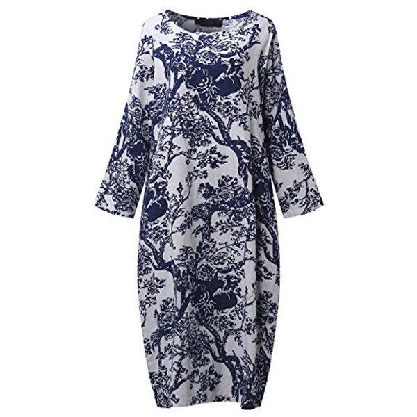 

simshion womens plus size loose floral print kaftan vintage maxi long dress with sleeve, Black;gray
