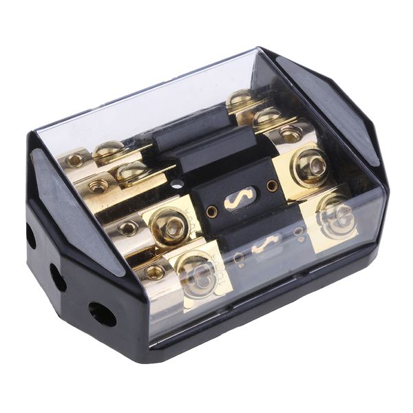 

universal 100a 4 way car audio fuse block distribution holder gold plate