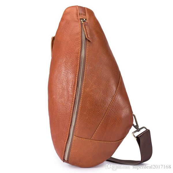 

new fashion genuine leather handmade fashion men sling bag cross body messenger bags 2 colors outdoor women waist bag pack