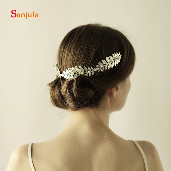 

gold/sliver leaves headband hand made pearls princess cronw bridal hair accessories peigne cheveux mariage h40