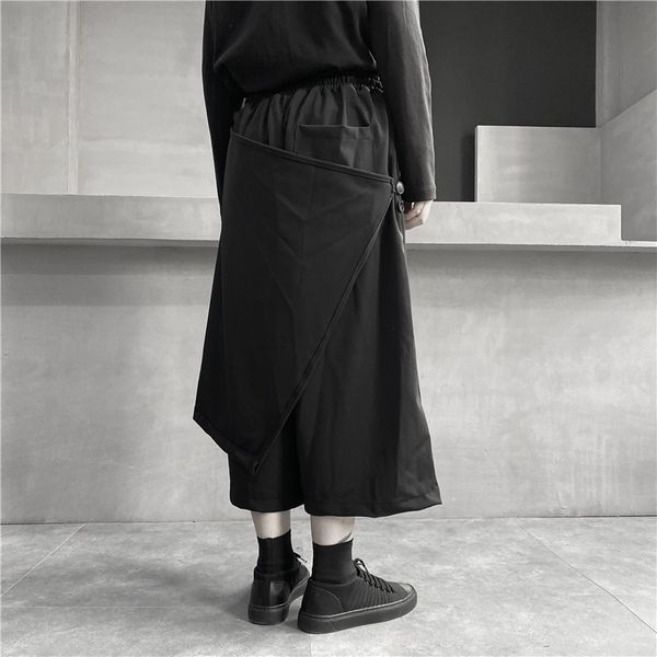 

27-44 2019 women men's clothing hair stylist original fashion irregular two wearing wide leg trouser skirt plus size costumes, Black