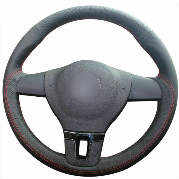 

diy leather steering wheel hand-stitch on wrap cover for volkswagen passat b7