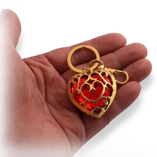 

bespmosp hollow out blue red movie the legend of zelda sunhsine heart container key chains rings pendant women men jewelry car, Silver