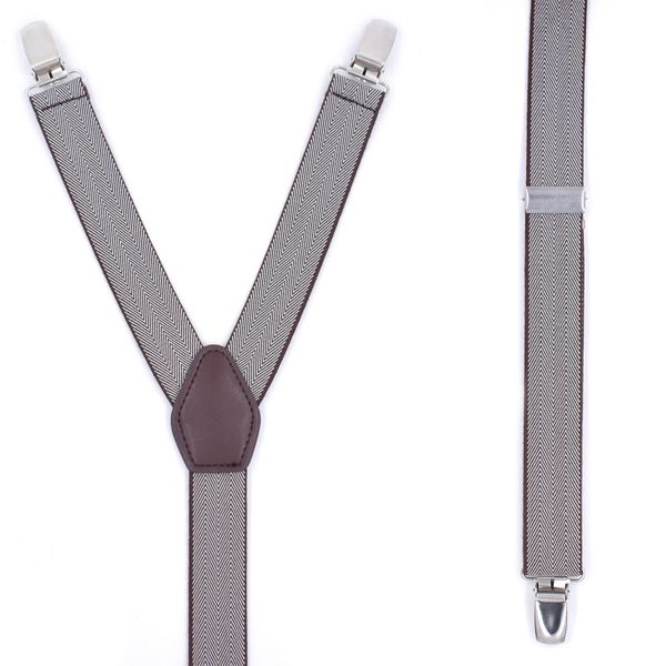 

men's shirt, anti-wrinkle garter, men's garter, 2.5cmy brown w-type jacquard new trend hanging trousers, Black;white